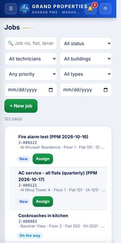 Jobs list on a phone