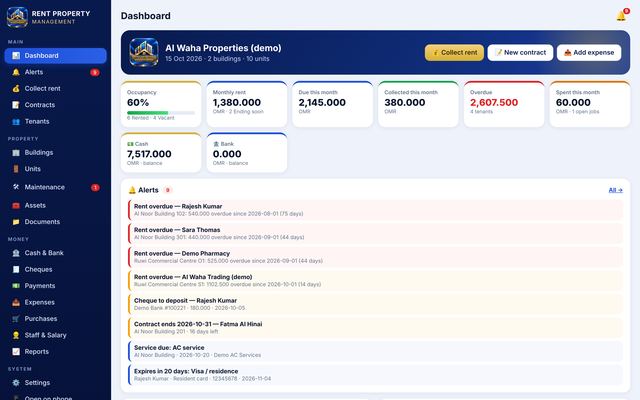 RENT PRO dashboard (demo data)