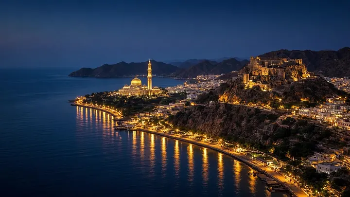 Muscat bay at blue hour